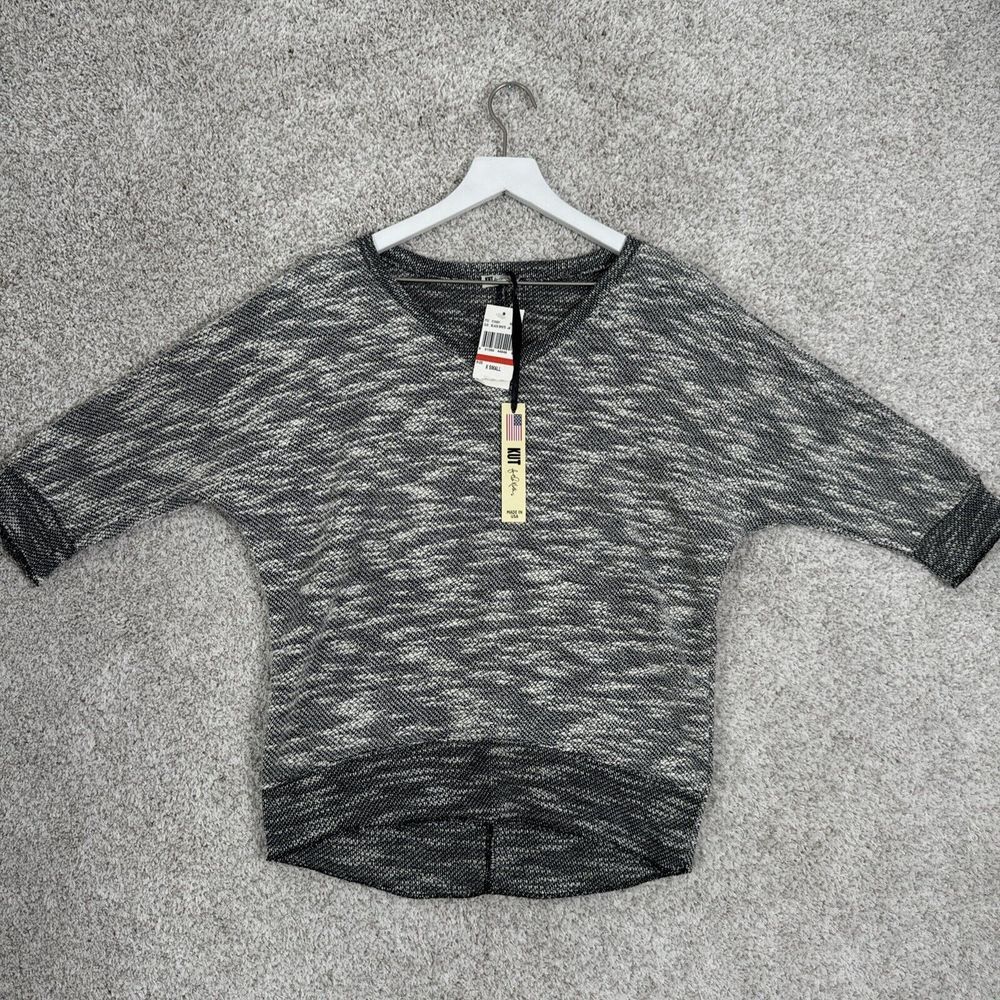 Kut from the Kloth Sweater Womens XS Black/White V-Neck Pullover Casual